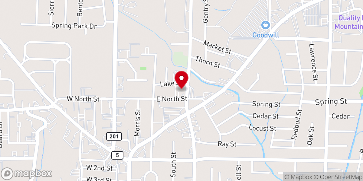 Map showing location of Mountain Home Church of Christ