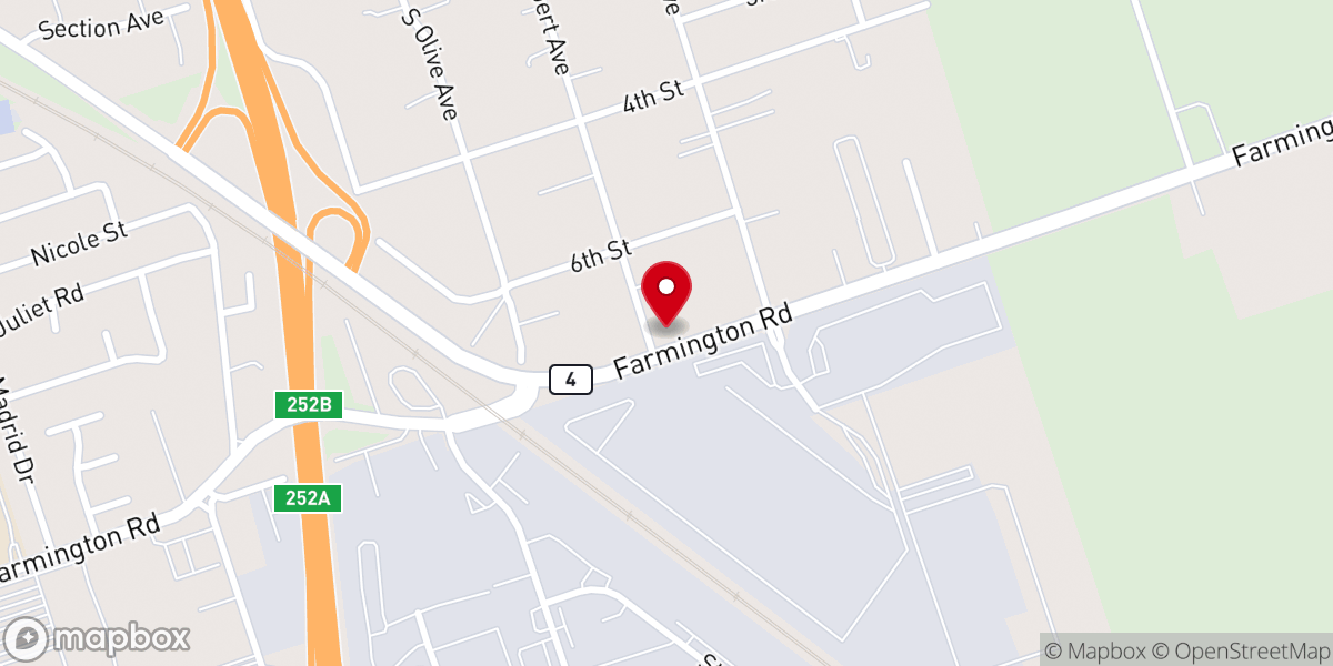 Map showing location of Free Will Baptist Church of Stockton
