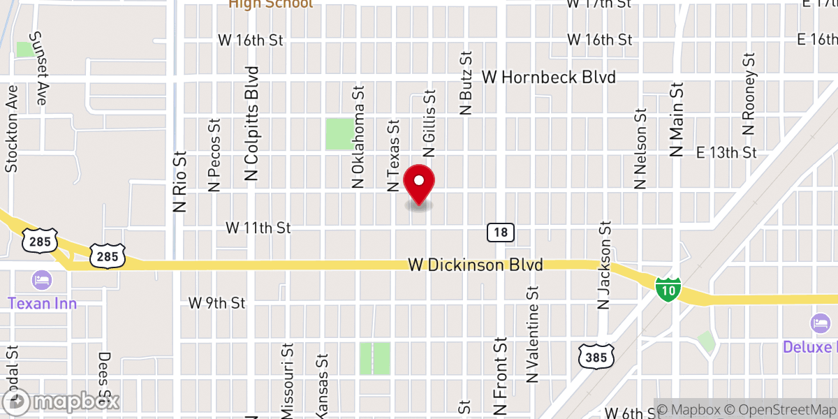 Map showing location of First Assembly of God