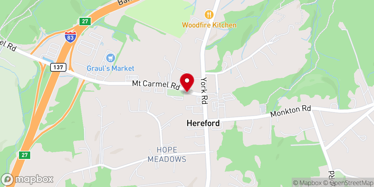 Map showing location of First Baptist Church of Hereford