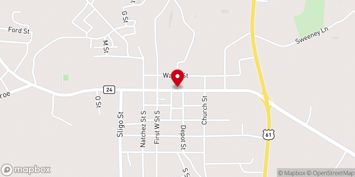 Map showing location of Woodville City Hall