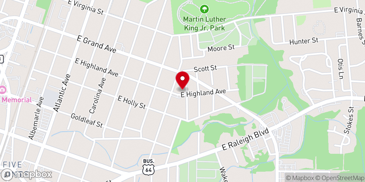 Map showing location of East End Missionary Baptist Church