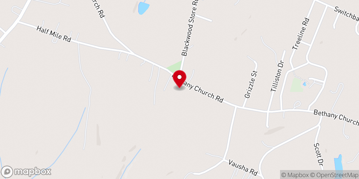 Map showing location of Bethany Wesleyan Church