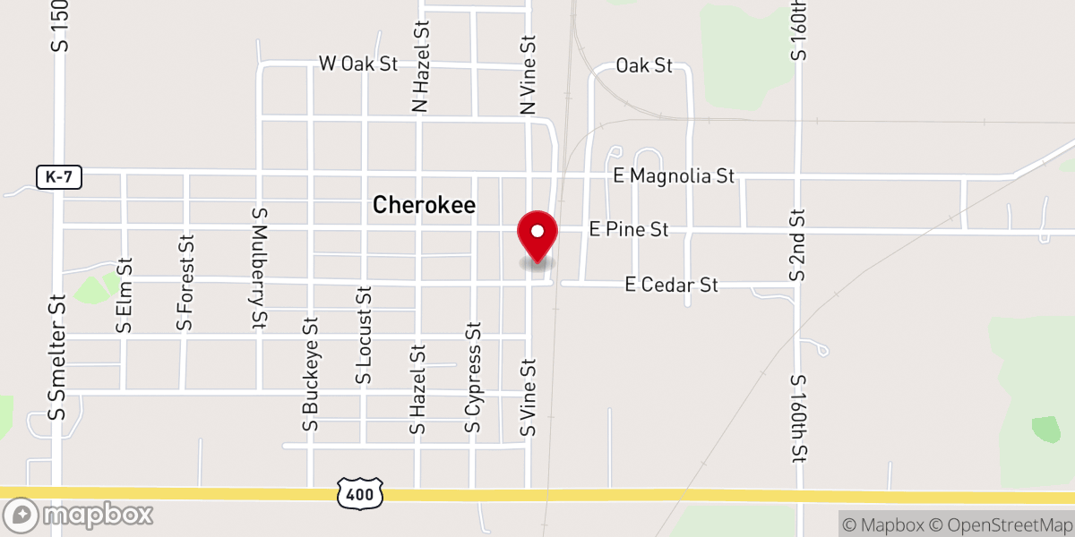 Map showing location of First Baptist Church-Cherokee