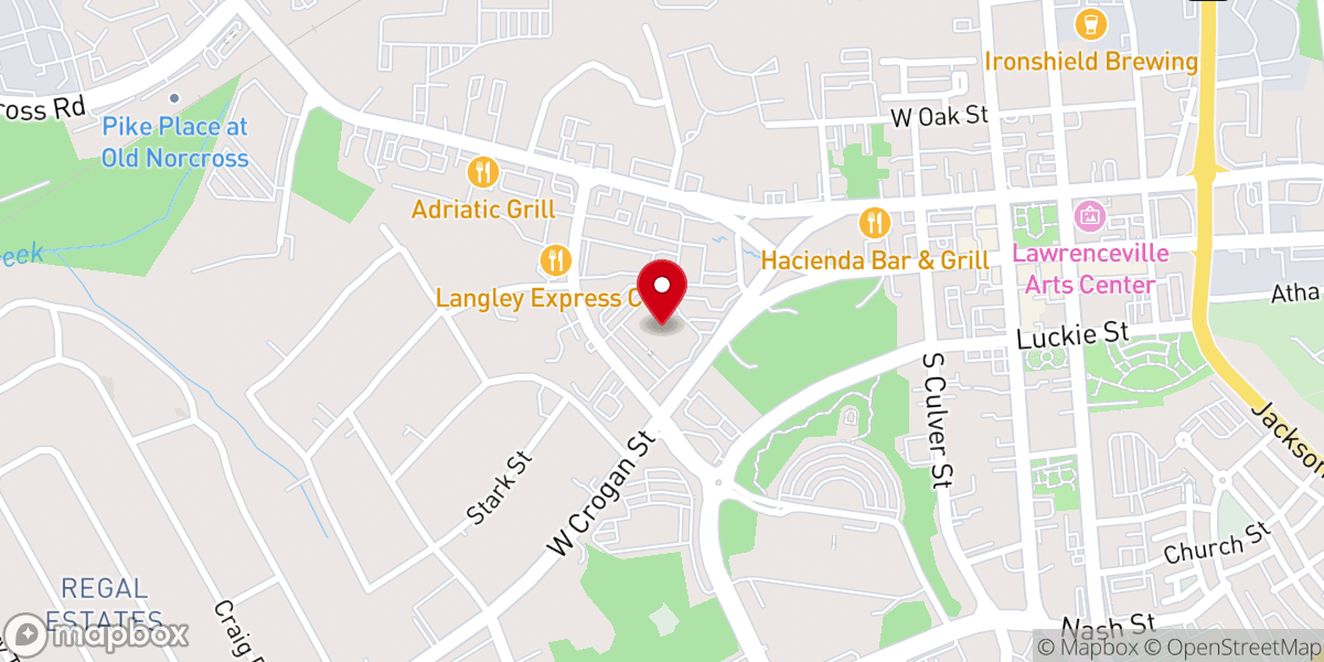Map showing location of First United Methodist Church of Lawrenceville