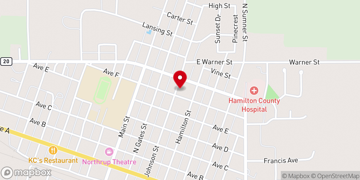 Map showing location of First Presbyterian Church