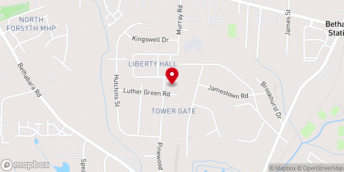 Map showing location of Bethabara Christian Church