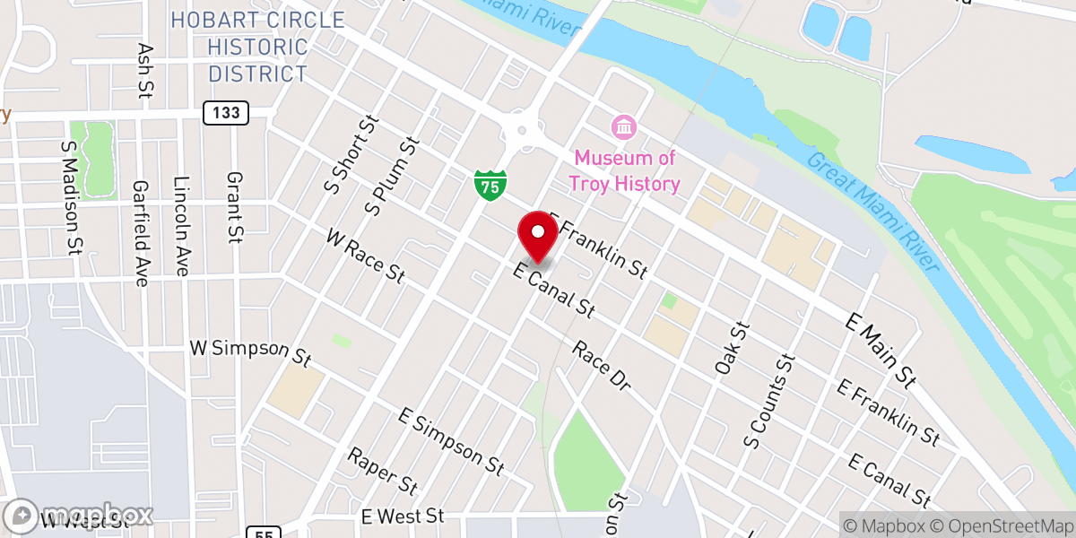 Map showing location of First Church of the Nazarene