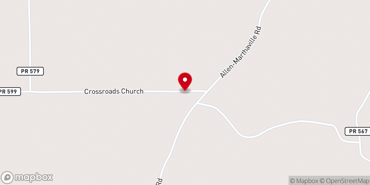 Map showing location of Cross Roads Church