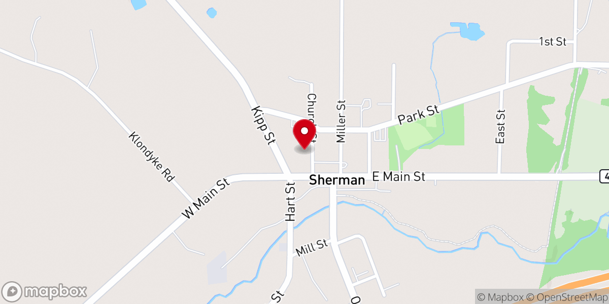 Map showing location of Sherman Community Church