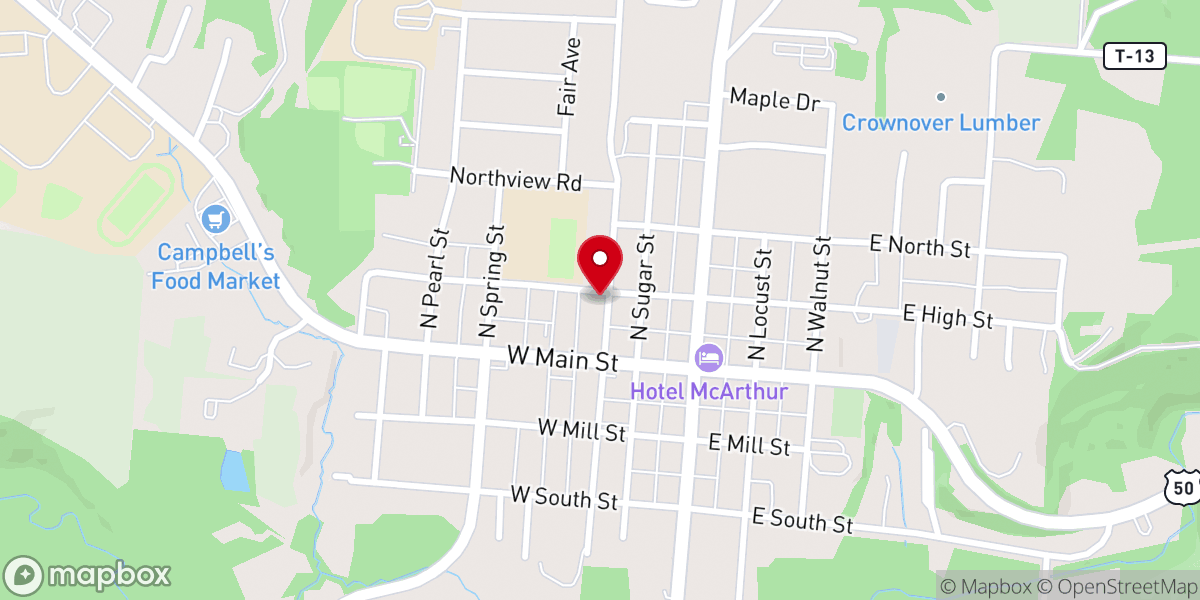 Map showing location of McArthur Presbyterian Church