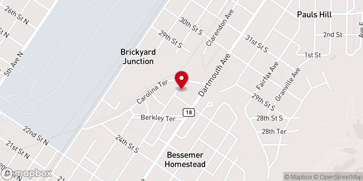 Map showing location of First Missionary Baptist Church