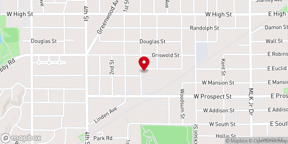 Map showing location of Faith Evangelical Lutheran Church