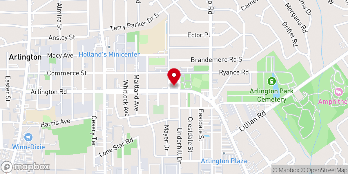 Map showing location of Arlington Presbyterian Church