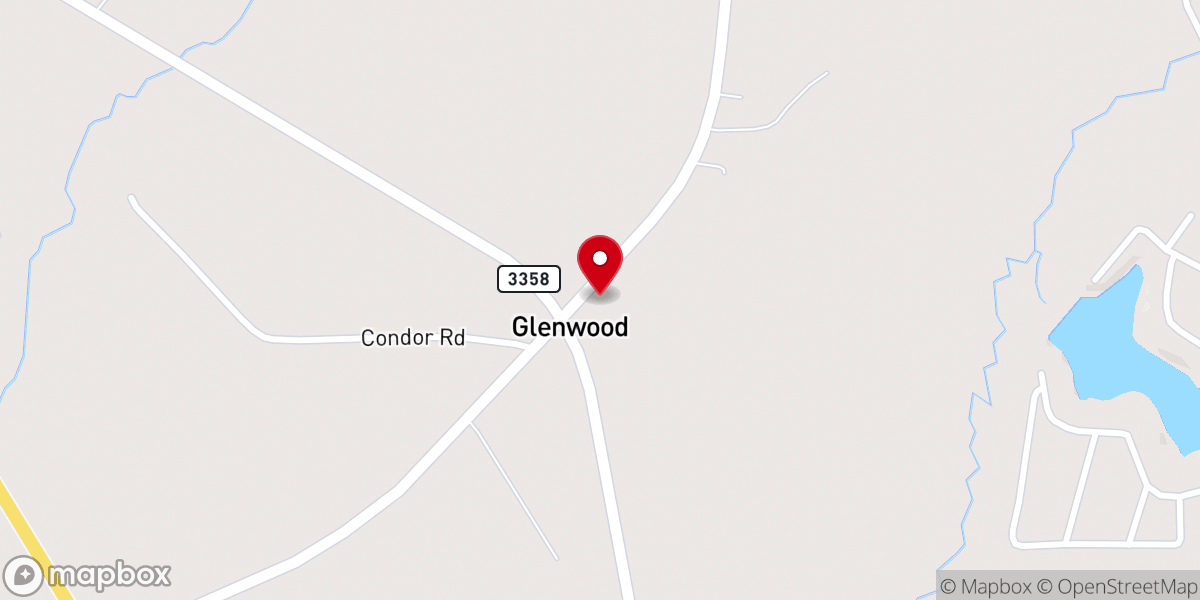 Map showing location of Glenwood First Baptist Church