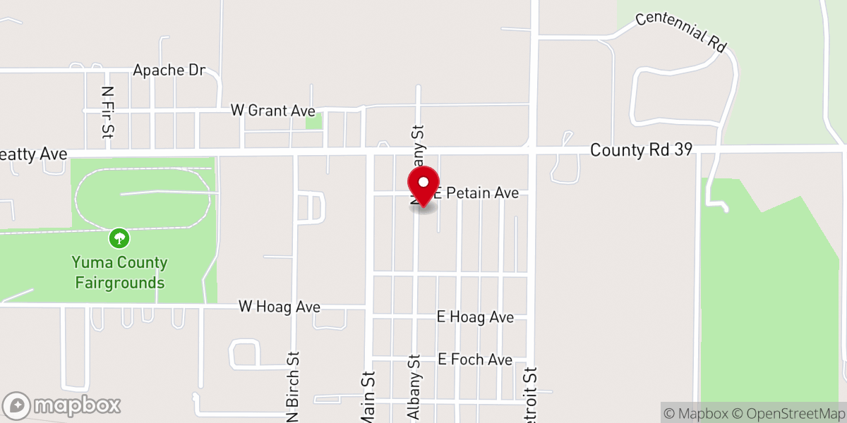 Map showing location of Yuma Christian Church