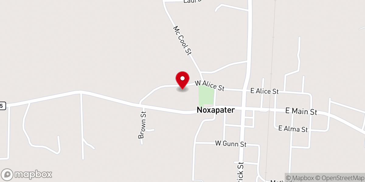 Map showing location of Noxapater Tiger Club