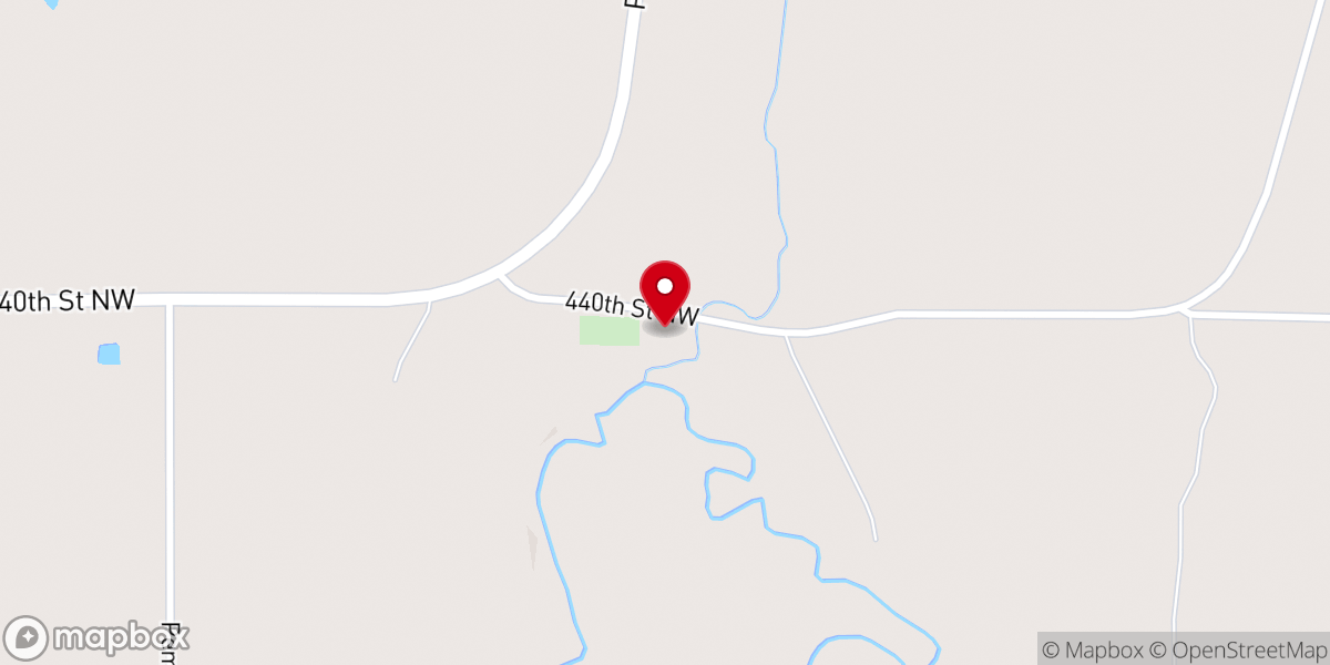 Map showing location of Hegland Lutheran Church
