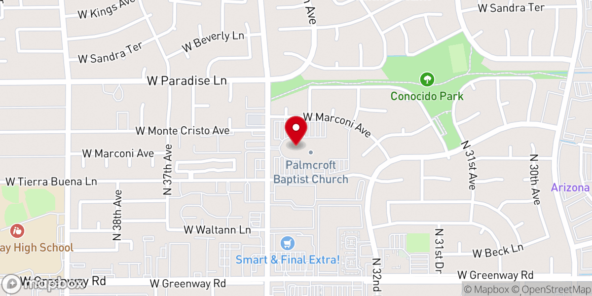 Map showing location of Palmcroft Church