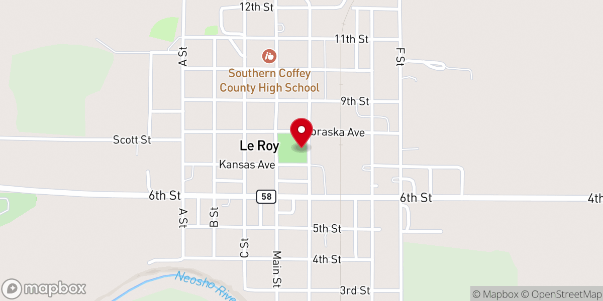 Map showing location of Leroy Community Building