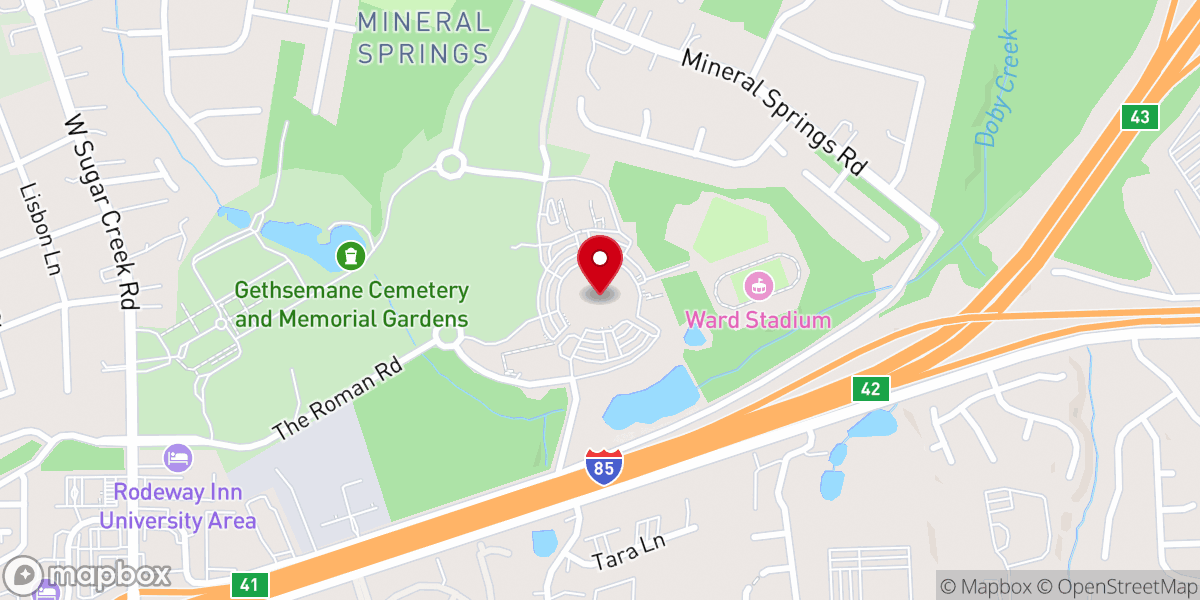 Map showing location of Northside Baptist Church