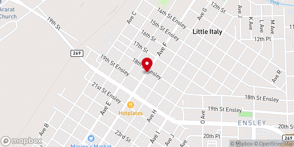Map showing location of Ensley Bible Church