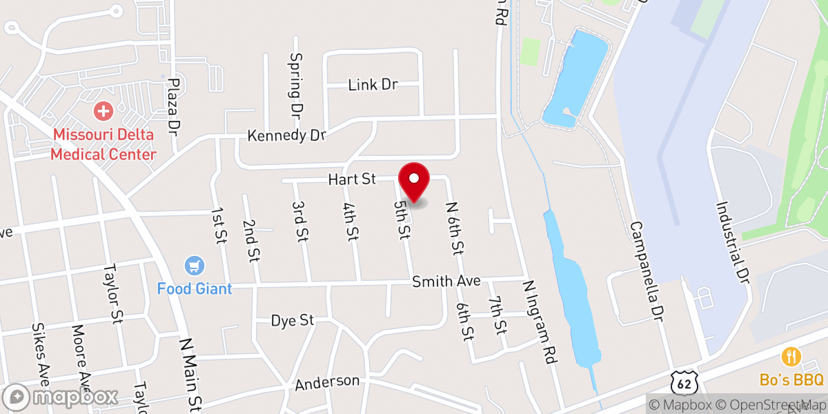 Map showing location of Bethel Missionary Baptist Church