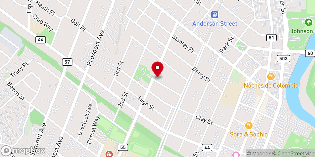 Map showing location of New Hope Baptist Church