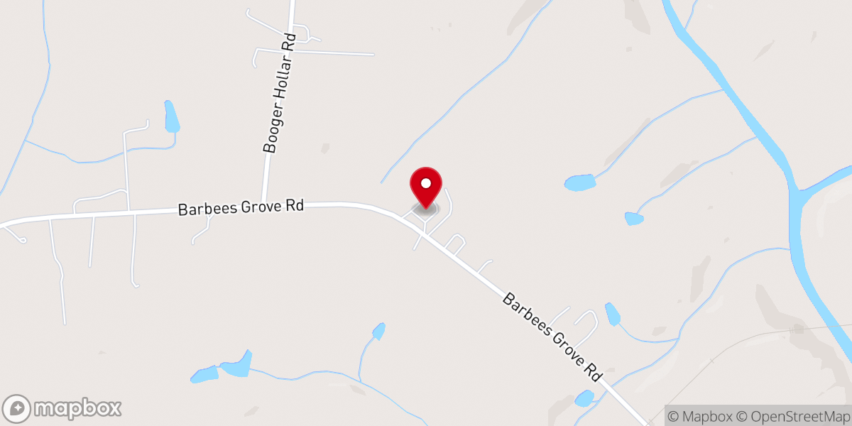 Map showing location of Barbee's Grove Baptist Church