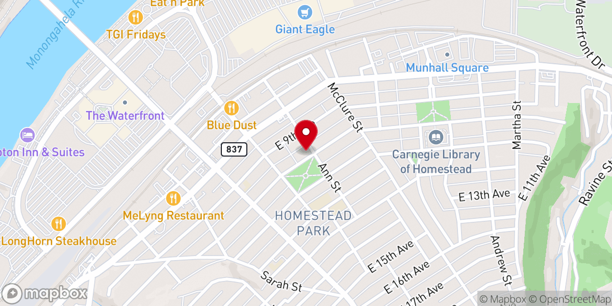 Map showing location of Homestead United Presbyterian Church
