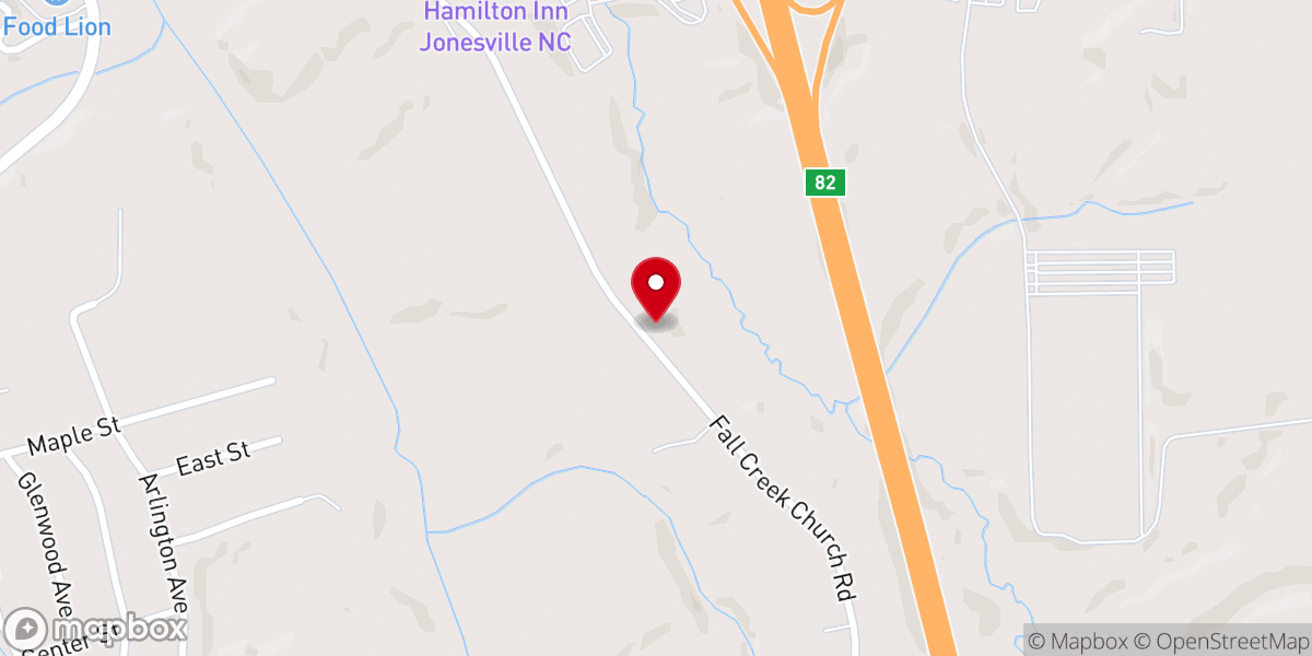 Map showing location of Fall Creek Full Gospel Church
