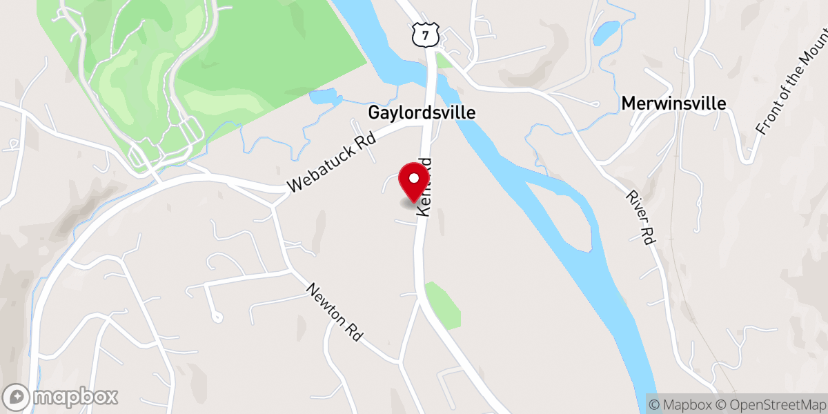 Map showing location of Gaylordsville United Methodist