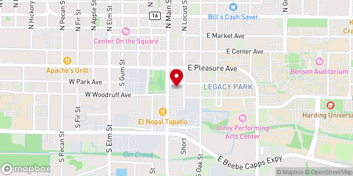 Map showing location of Park Ave Baptist Church