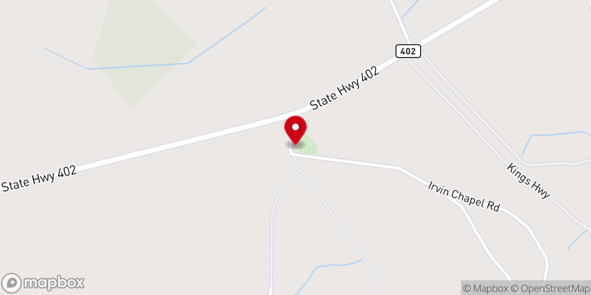 Map showing location of Irving Chapel
