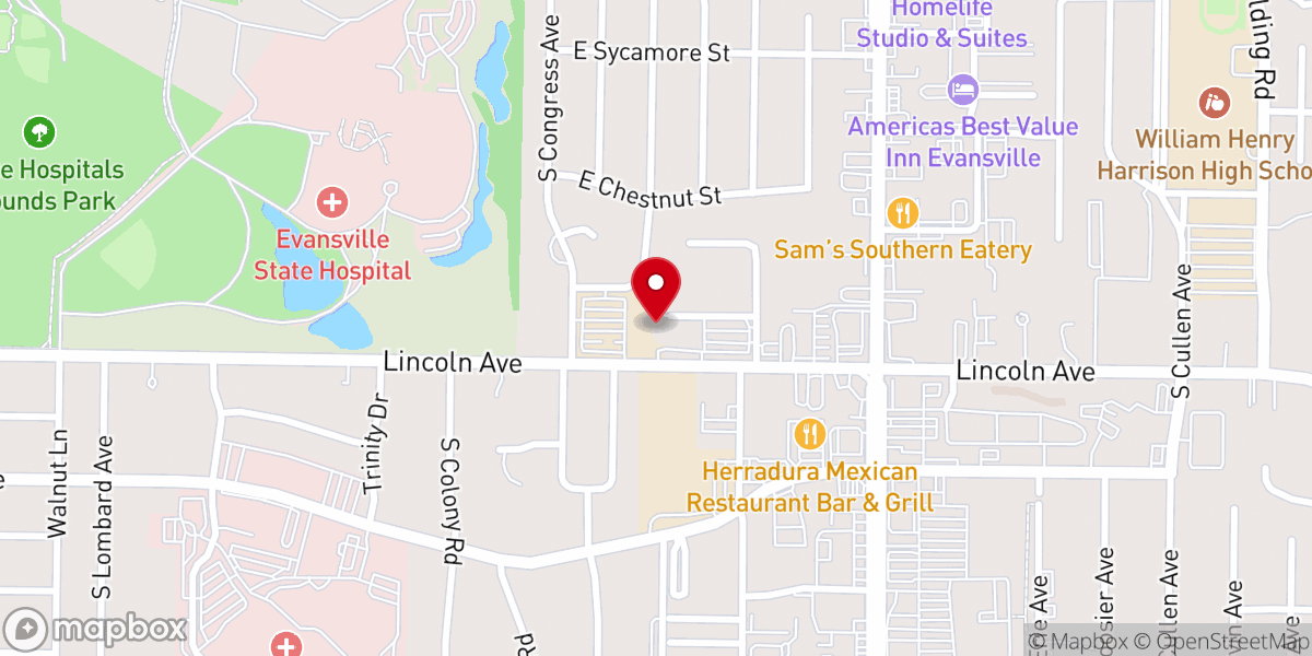 Map showing location of Bethel Church of Evansville