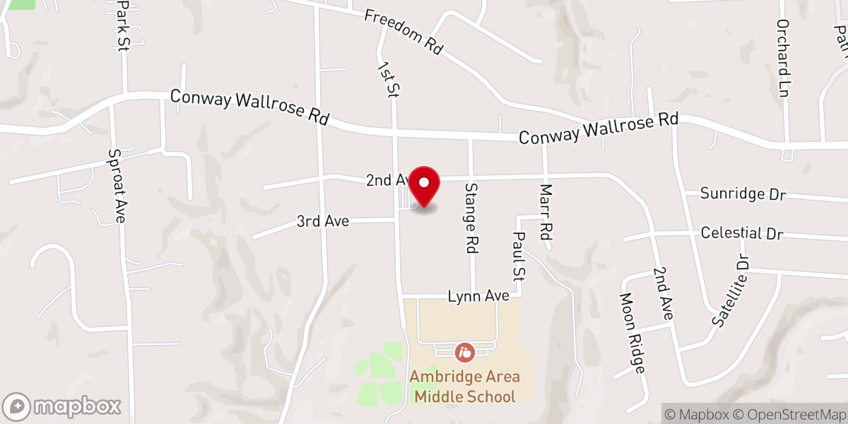Map showing location of New Hope Lutheran Church