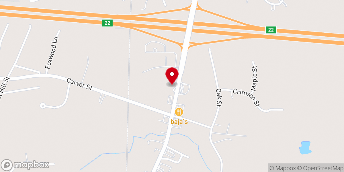 Map showing location of Calvary Chapel of Raynham