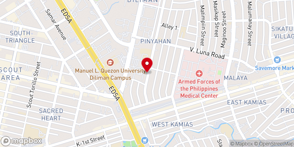 Map showing location of San Isidro Labrador Parish - Pinyahan (Diocese of Cubao)