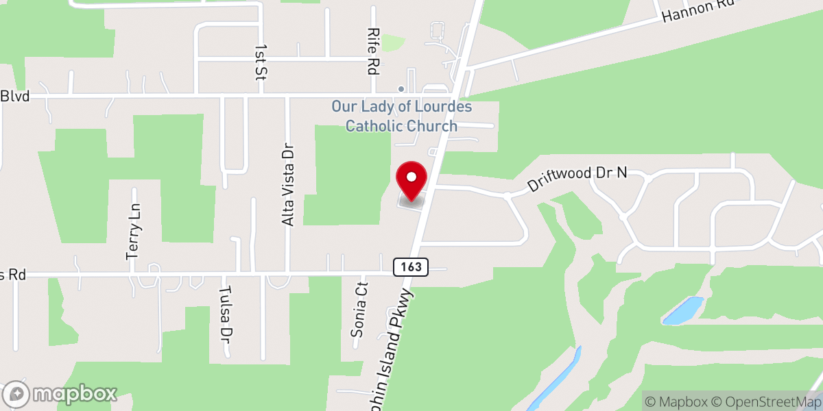Map showing location of Parkway Assembly of God Church