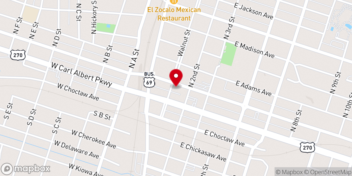 Map showing location of First Baptist Church