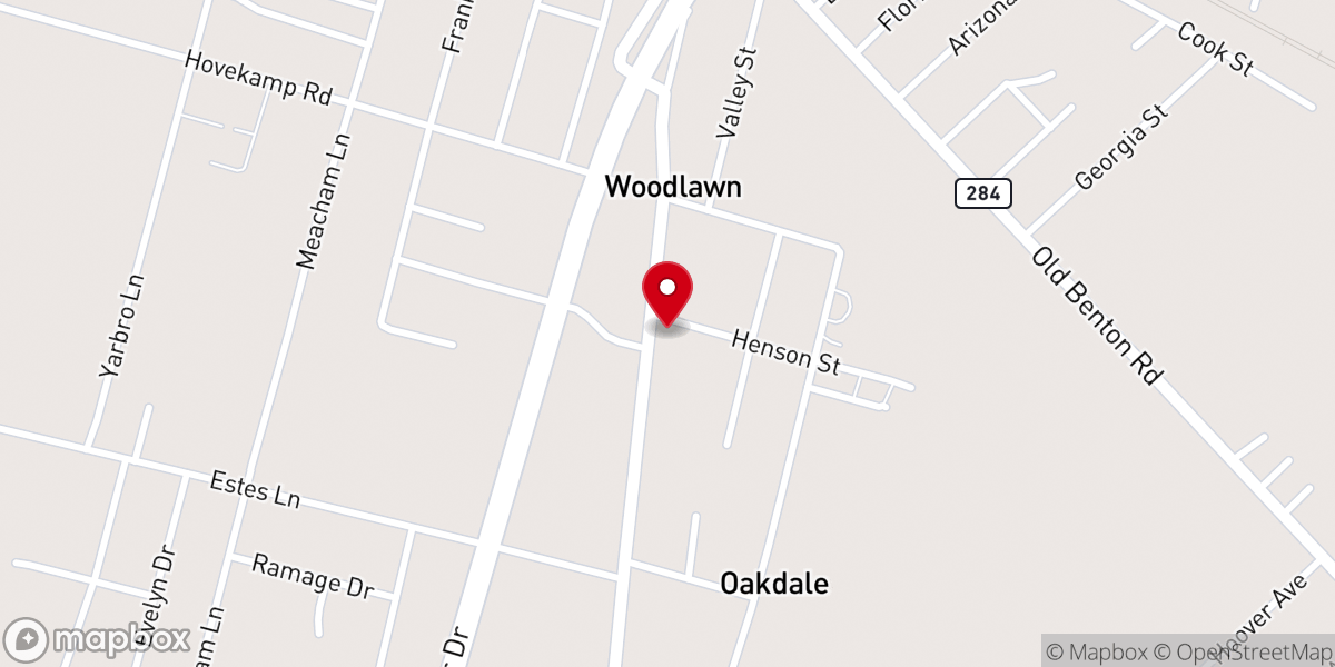Map showing location of Oaklawn Baptist Church