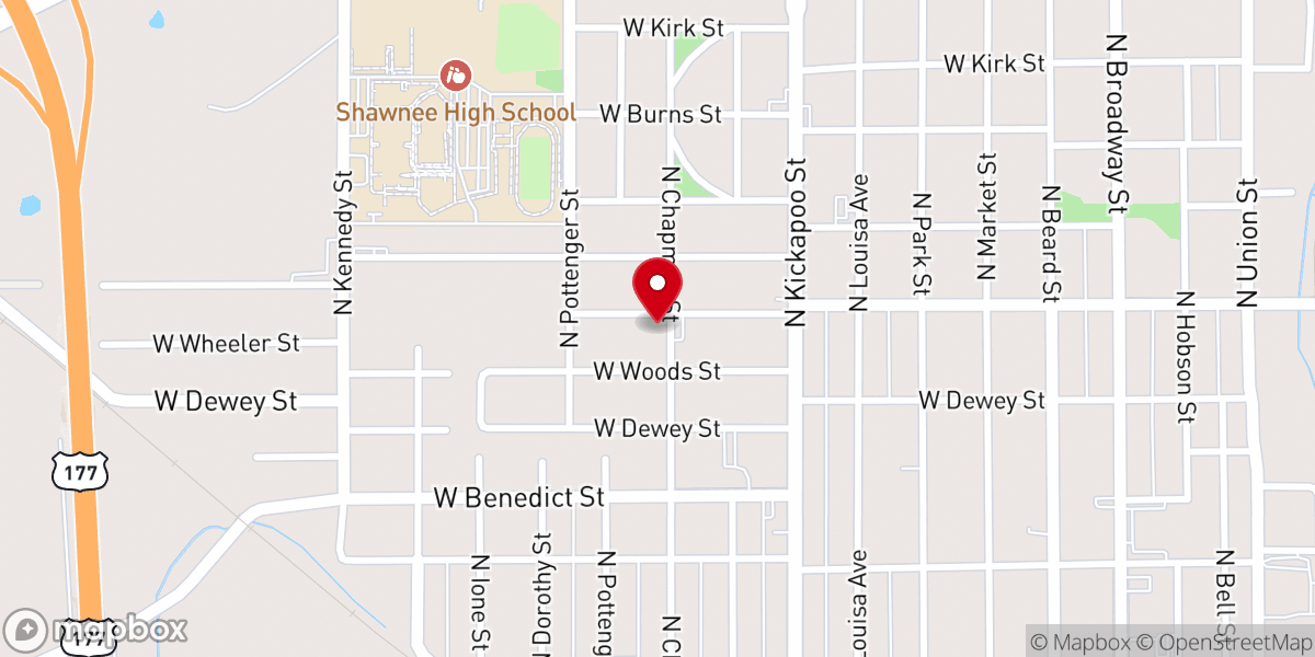Map showing location of Shawnee Presbyterian Church