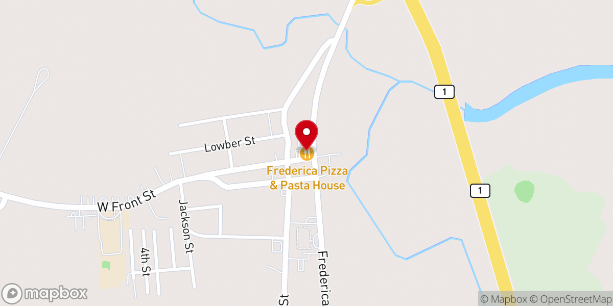 Map showing location of Frederica Pizza & Pasta House