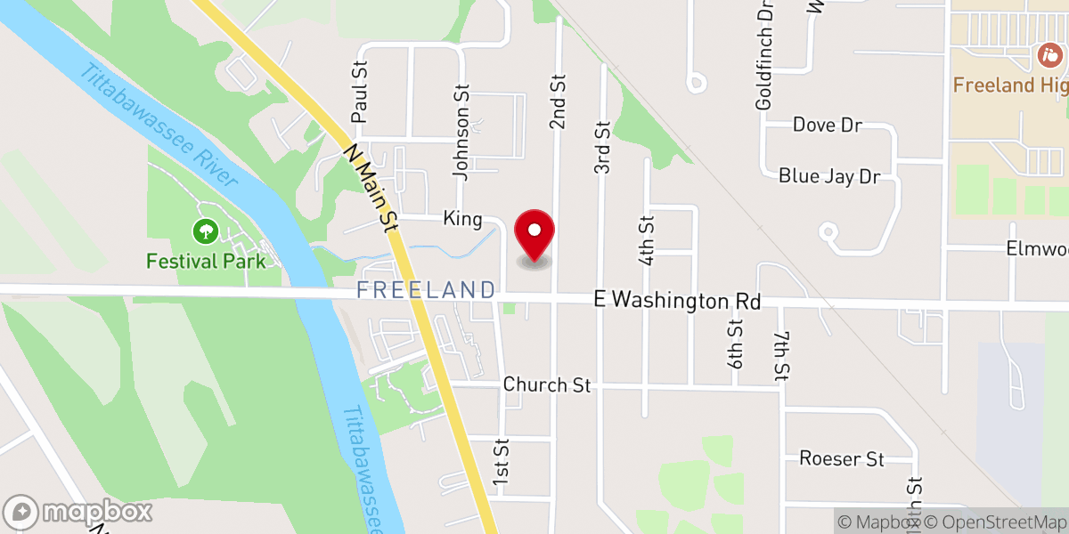 Map showing location of Freeland United Methodist Church
