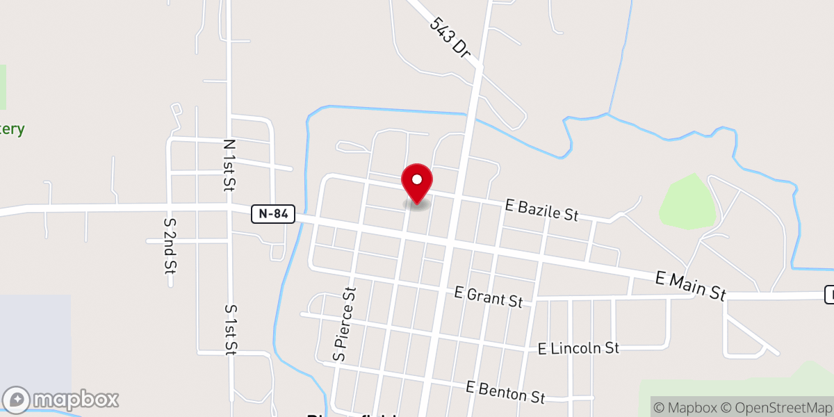 Map showing location of Grace of God Church of Bloomfield Nebraska
