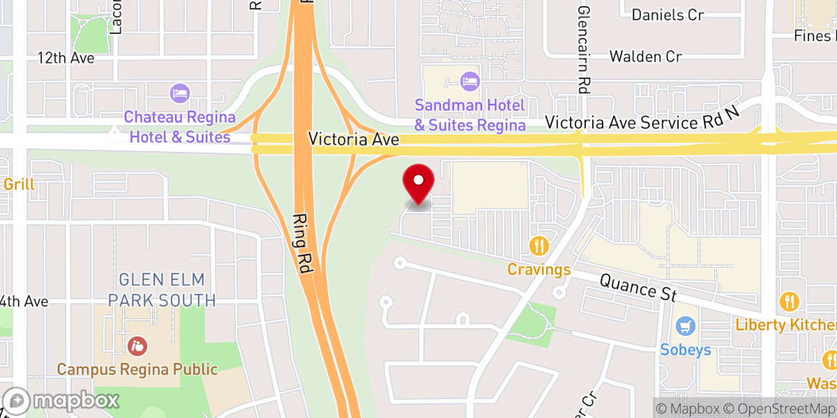 Map showing location of Regina Victory Church