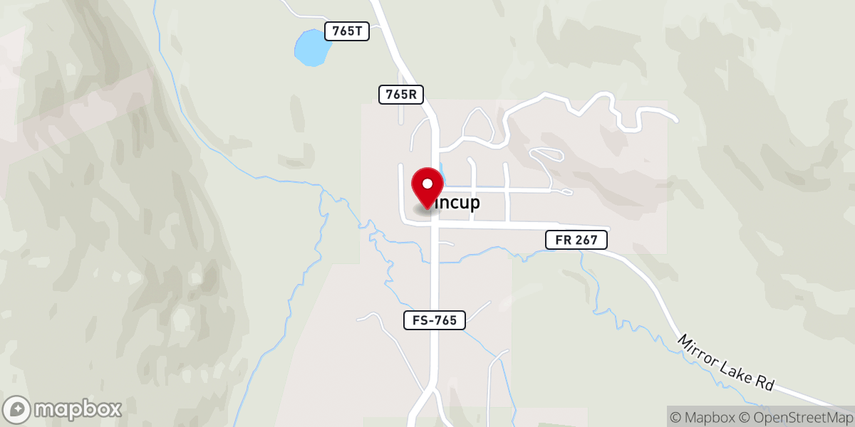 Map showing location of Tin Cup Town Hall (and church)