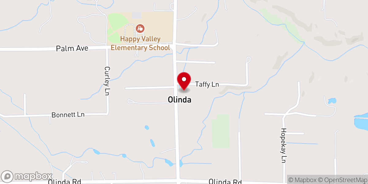 Map showing location of Happy Valley Baptist Church