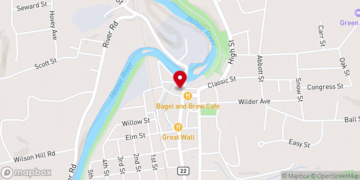 Map showing location of Hoosick Falls Community Church