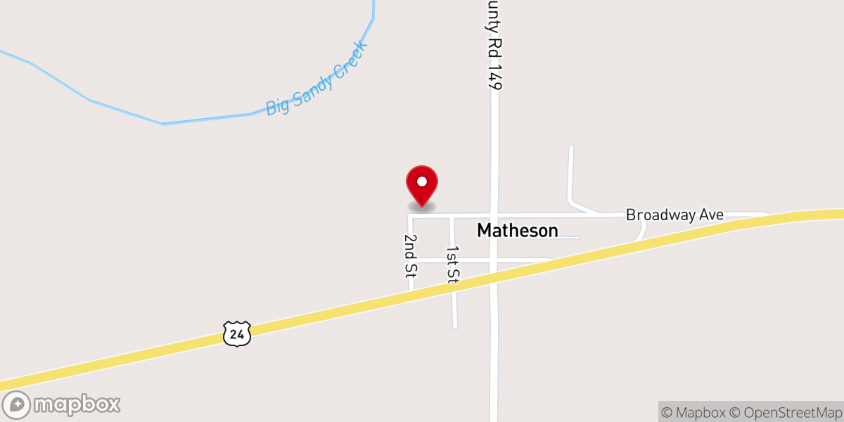 Map showing location of Matheson Community Church